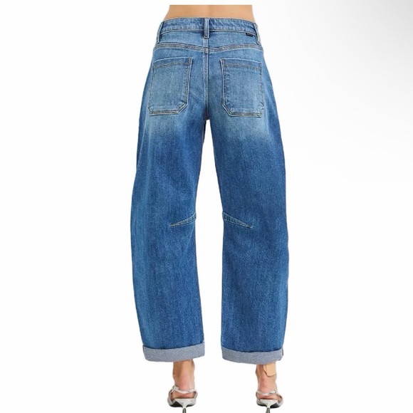 Risen Cuff Hem Slouchy Cropped Barrel Jean - Picture 2 of 4